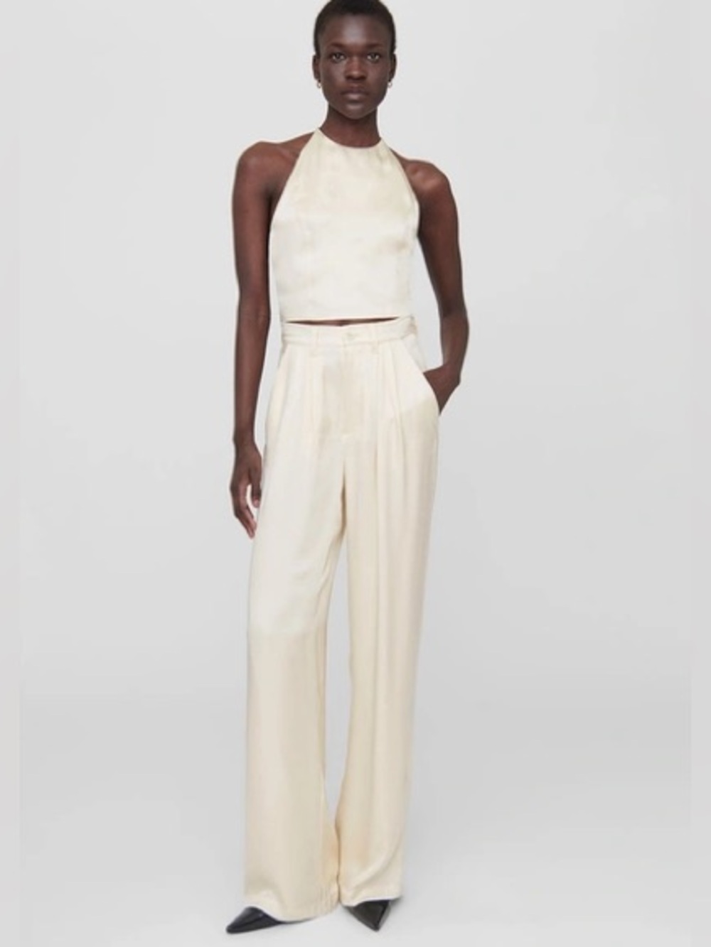 Anine Bing Leslie Top in Oyster - Picture 2 of 13